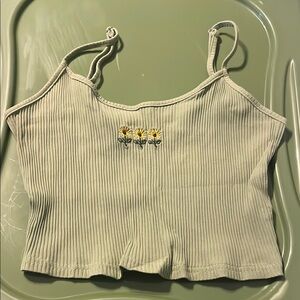 Green Ribbed tank top